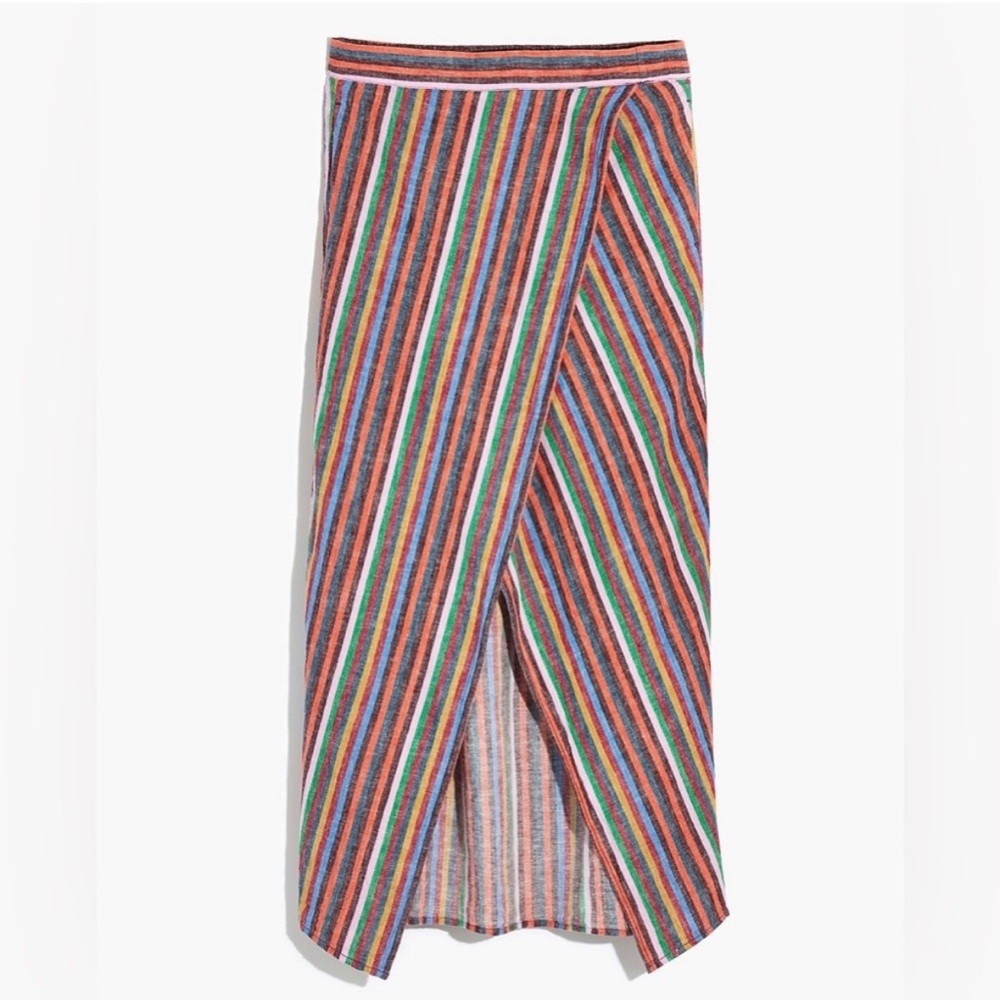 Madewell Rainbow Stripe Slit Midi Skirt